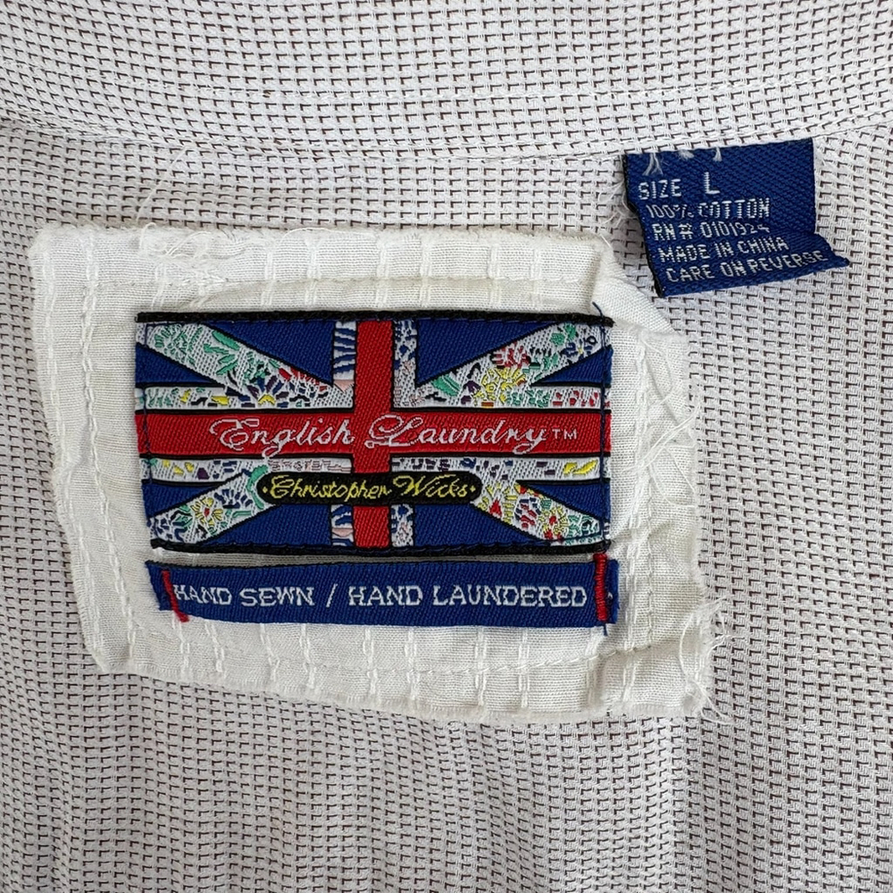 English Laundry Christopher Wicks Cream Embroidered Shirt Large - Picture 2 of 14